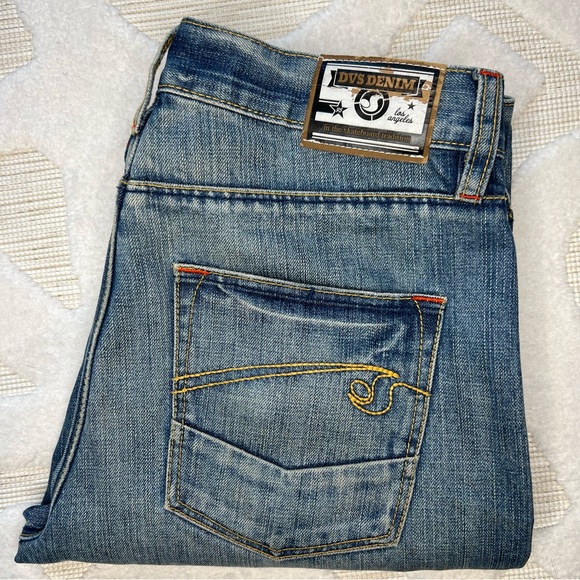 Vintage DVS Denim Mens Jeans 30 x 31 Button Up Fly Red Stitching Medium Wash - Picture 5 of 10